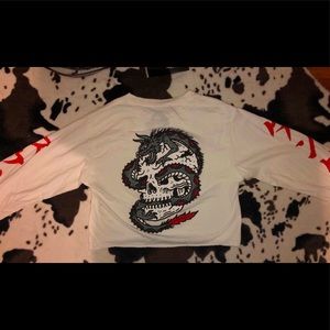 Sketchy Long Sleeve Cropped Shirt